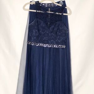 Navy Blue Two Piece Formal Dress